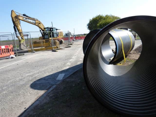 Work to replace the culvert pipes beneath the A153 between Billinghay and Tattershall.