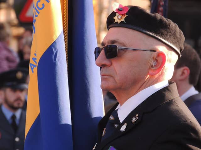 Sleaford Royal British Legion branch standard bearer Brian Harvey. EMN-200405-120405001