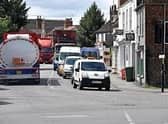 Wait for it: A typical snarl up at the junction of the A153 and A158 in Horncastle, but traffic experts say the new plans will not have a signifcant impact  on the volume of vehicles
