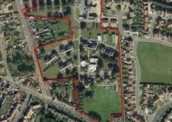 The red line shows the site of the proposed new hub and college, bordering onto Mareham Road and Foundry Street