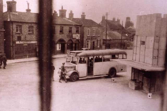 VE Day in Wragby 1945: The wartime fort in the Market Place, called Bateman's Folly. Courtesy of the John Edwards Collection EMN-200105-120547001