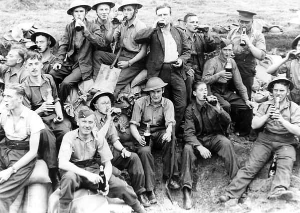 Members of  B (Horncastle) Company of the 4th Battlion of  the Lincolnshire Regiment celebrate the end of the war. Photo: Horncastle H&H Society