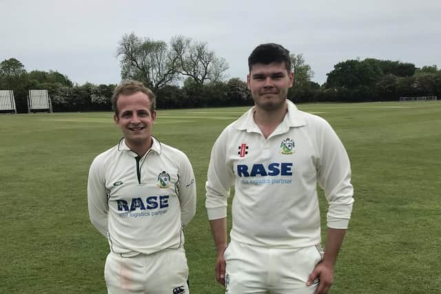 George Fussey and Will Bradford are pictured celebrating last seasons 10-wicket victory over Grimsby last August. The club there will be some action laster this year. EMN-190826-111522002