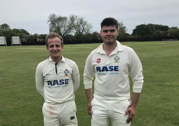 George Fussey and Will Bradford are pictured celebrating last seasons 10-wicket victory over Grimsby last August. The club there will be some action laster this year. EMN-190826-111522002
