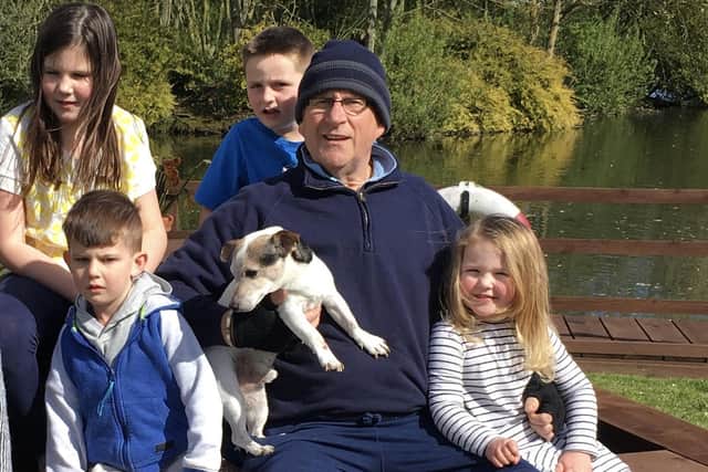 Mick Ashby - who turns 60 next week - with his grandchildren.