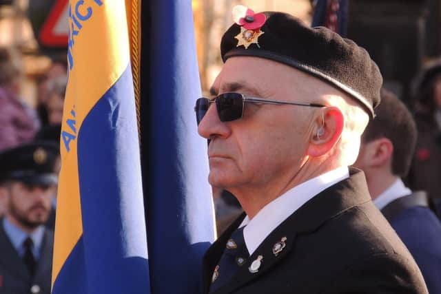 Sleaford Royal British Legion branch standard bearer Brian Harvey. EMN-200405-120405001