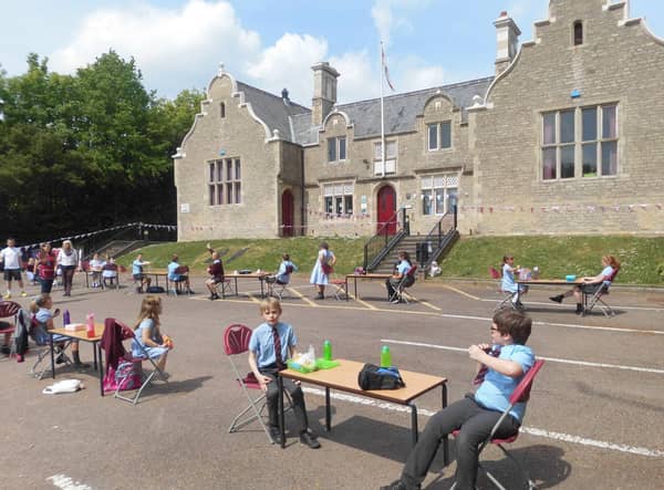 The pupils' tea party at William Alvey School, Sleaford.