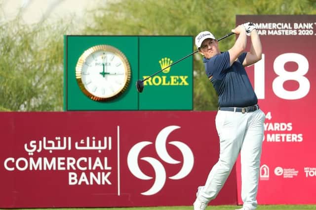 DOHA, QATAR - MARCH 07: Dave Coupland of England tees off on the 18th hole during the third round of the Commercial Bank Qatar Masters at Education City Golf Club on March 07, 2020 in Doha, Qatar. (Photo by Warren Little/Getty Images) 775421341