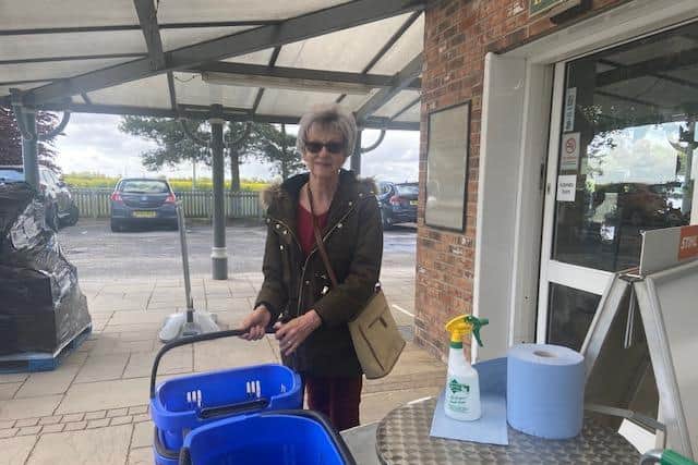 One of the first customers, Penny Kilner from Skegness delighted the garden centre is open.