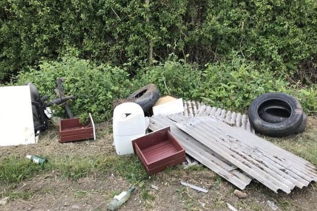 Flytipped waste found at the roadside in Burton Pedwardine this week. EMN-200514-095920001