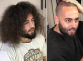 Ben Whomsley, pictured before and after the head shave last Monday,