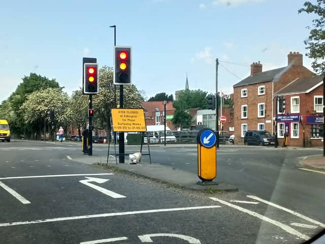 Signs in Horncastle’s Bull Ring give drivers plenty of notice for the road closure on the A158.