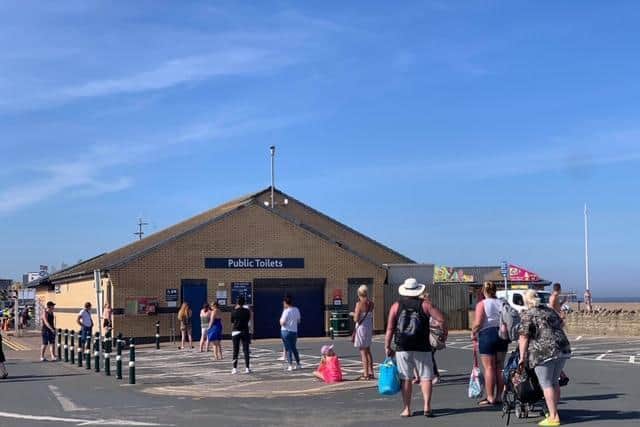 People were queuing 40 minutes for the disabled toilet in the car park in Skegness. Photo:John Byford.