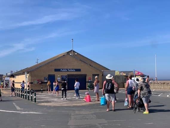 People were queuing 40 minutes for the disabled toilet in the  car park in Skegness. Photo:John Byford.