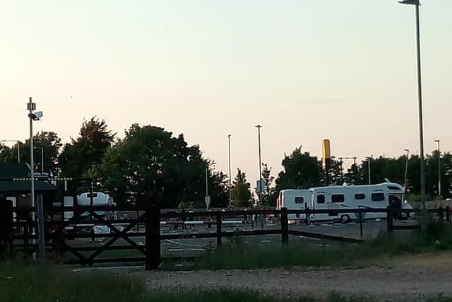 Motorhomes parked up on McDonald's car park, despite the site being closed to the public.