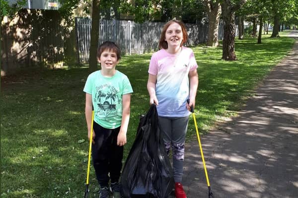This Richmond School pupil and his mum went litter picking during their exercise time.