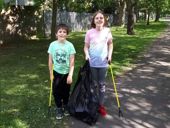 This Richmond School pupil and his mum went litter picking during their exercise time.