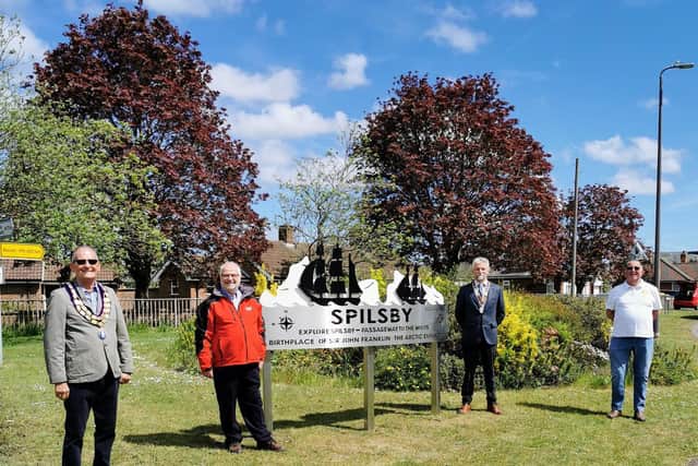 Rotary officers can be seen implementing social distancing whilst officially handing over the newly erected sign to Spilsby Mayor Coun Terry Taylor.
Pictured (from left) are Coun Terry Taylor (Spilsby Mayor) Charles Tong, (Tong
Engineering & Rotary member) Ian Steltner (Rotary President) Peter Butler (Rotary
Member).