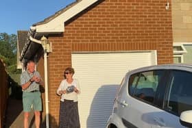 Dave and Gillian Smith making noise for Clap for Carers in Burgh le Marsh.