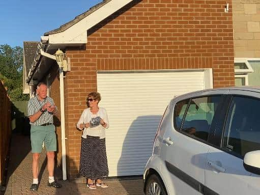 Dave and Gillian Smith making noise for Clap for Carers in Burgh le Marsh.