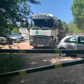 The car park at Chambers Farm Wood has been closed after people parked in front of gates and moved cones to park their vehicles, meaning that the Forestry England vehicles were unable to access the site. Credit: Forestry England. EMN-200529-165833001