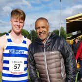 Kieran Gillespie pictured with Daley Thompson.