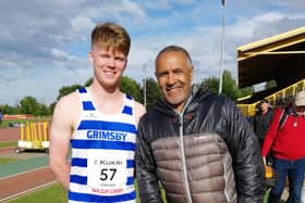 Kieran Gillespie pictured with Daley Thompson.