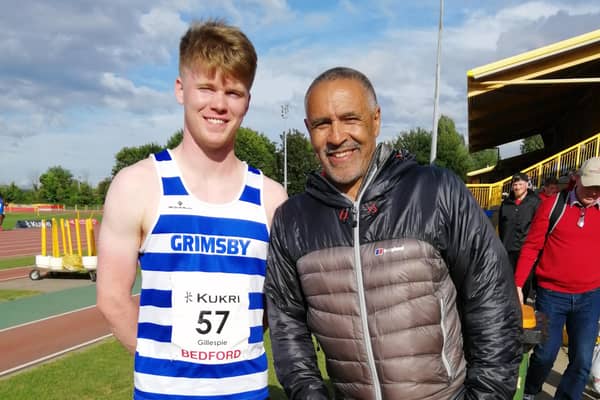 Kieran Gillespie pictured with Daley Thompson.