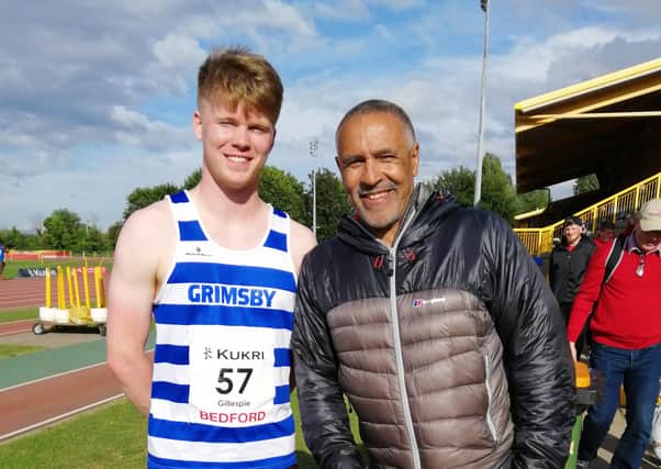 Kieran Gillespie pictured with Daley Thompson.