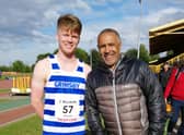 Kieran Gillespie pictured with Daley Thompson.