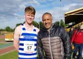Kieran Gillespie pictured with Daley Thompson.