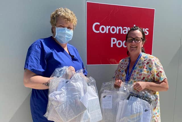 Packs being delivered to Pilgrim Hospital in Boston.