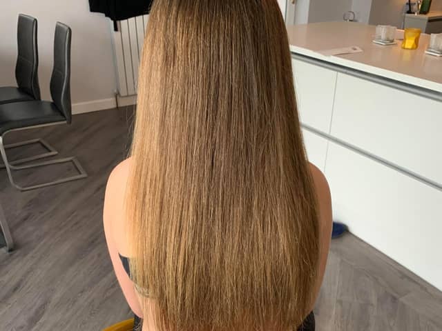 Lily's hair before the cut.