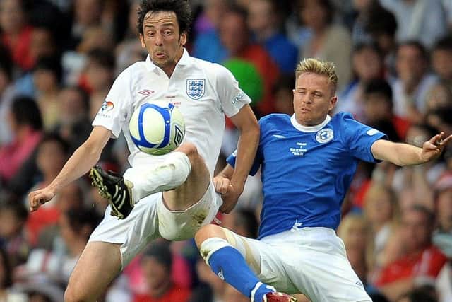 Ralf Little in action during the Unicef Soccer Aid charity football match. Photo: GettIMages