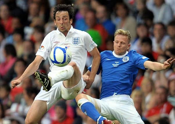 Ralf Little in action during the Unicef Soccer Aid charity football match. Photo: GettIMages