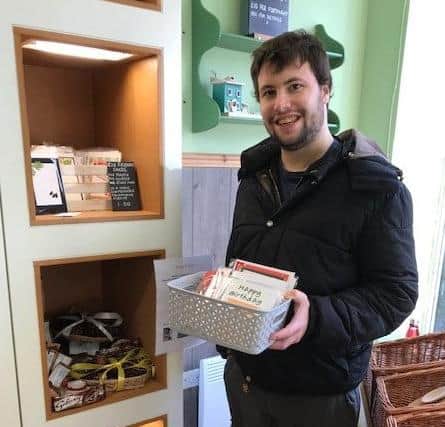 Charles Blake with his work on display in Market Rasen's Green Life Pantry