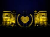 Doddington Hall in Lincoln lit up yellow to celebrate. EMN-201106-094034001