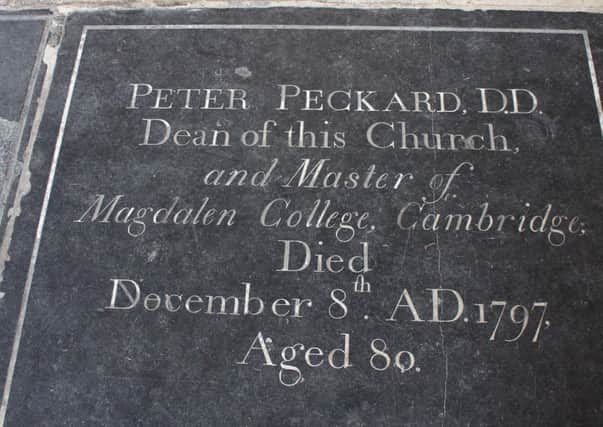 The grave slab remembering 18th century anti-slavery campaigner Peter Peckard. EMN-201106-154048001