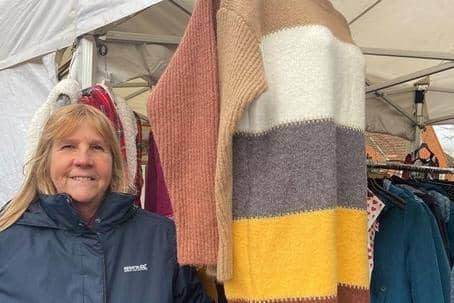 Alice Mitchell at her market stall in Spilsby.