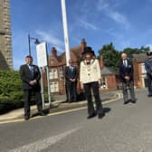 Leader of NKDC Richard Wright, chairman Susan Waring and representatives of the Armed Forces attended the flag raising ceremony for Armed Forces Week in Sleaford. EMN-200622-141230001