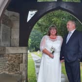 Sharon and Dave recreate their wedding day photos at Paston CHurch. EMN-200619-095237001