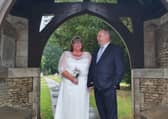 Sharon and Dave recreate their wedding day photos at Paston CHurch. EMN-200619-095237001