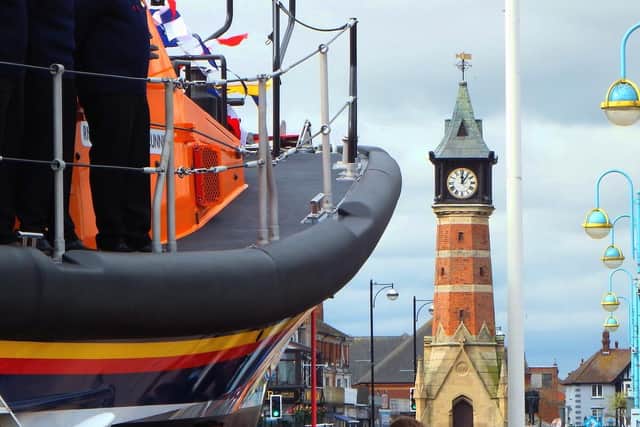 The naming ceremony of the RNLB Joel and April Grunnill Lifeboat in 1917.