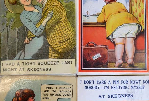 Some of the seaside postcards that will be going under the hammer.