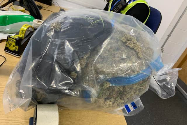 A large amount of cannabis was thrown from a vehicle during the police chase.