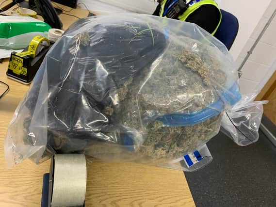 A large amount of cannabis was thrown from a vehicle during the police chase.