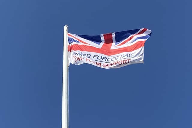 The Armed Forces Day flag raised in Sleaford. EMN-200622-141216001