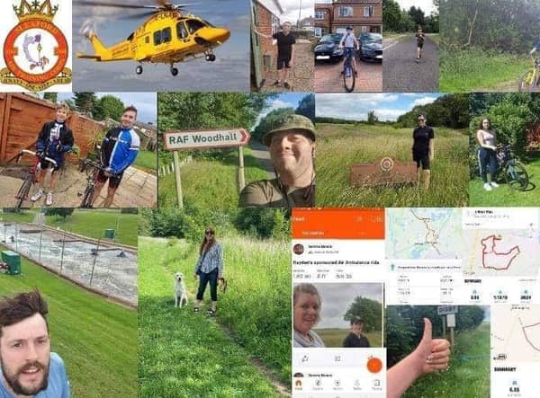 Air Cadets doing their bit in the 111-mile trek for the air ambulance. EMN-200629-151838001