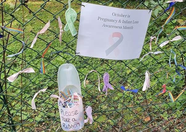 Some of the ribbons attached to the fence at Hubbard's Hills, Louth, to mark Baby Loss Awareness Week.