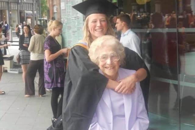 Sian (left) completed the challenge in memory of her much-loved grandma.